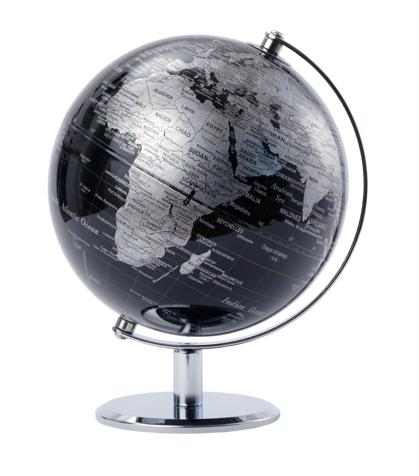 Globus Lunar in Schwarz / Silberfarben