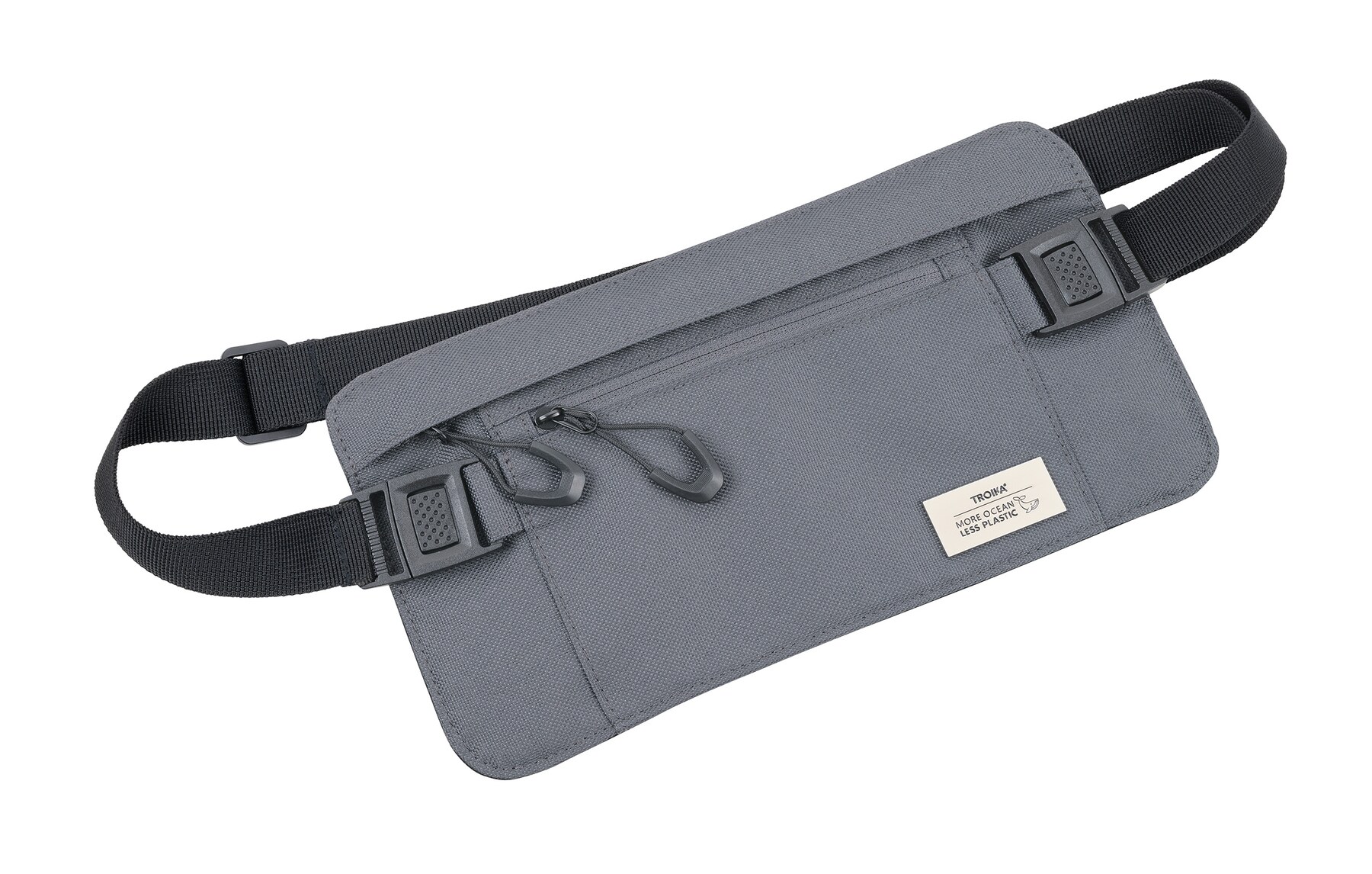 Dunkelgraue Gürteltasche aus recyceltem PET mit RFID-Schutz