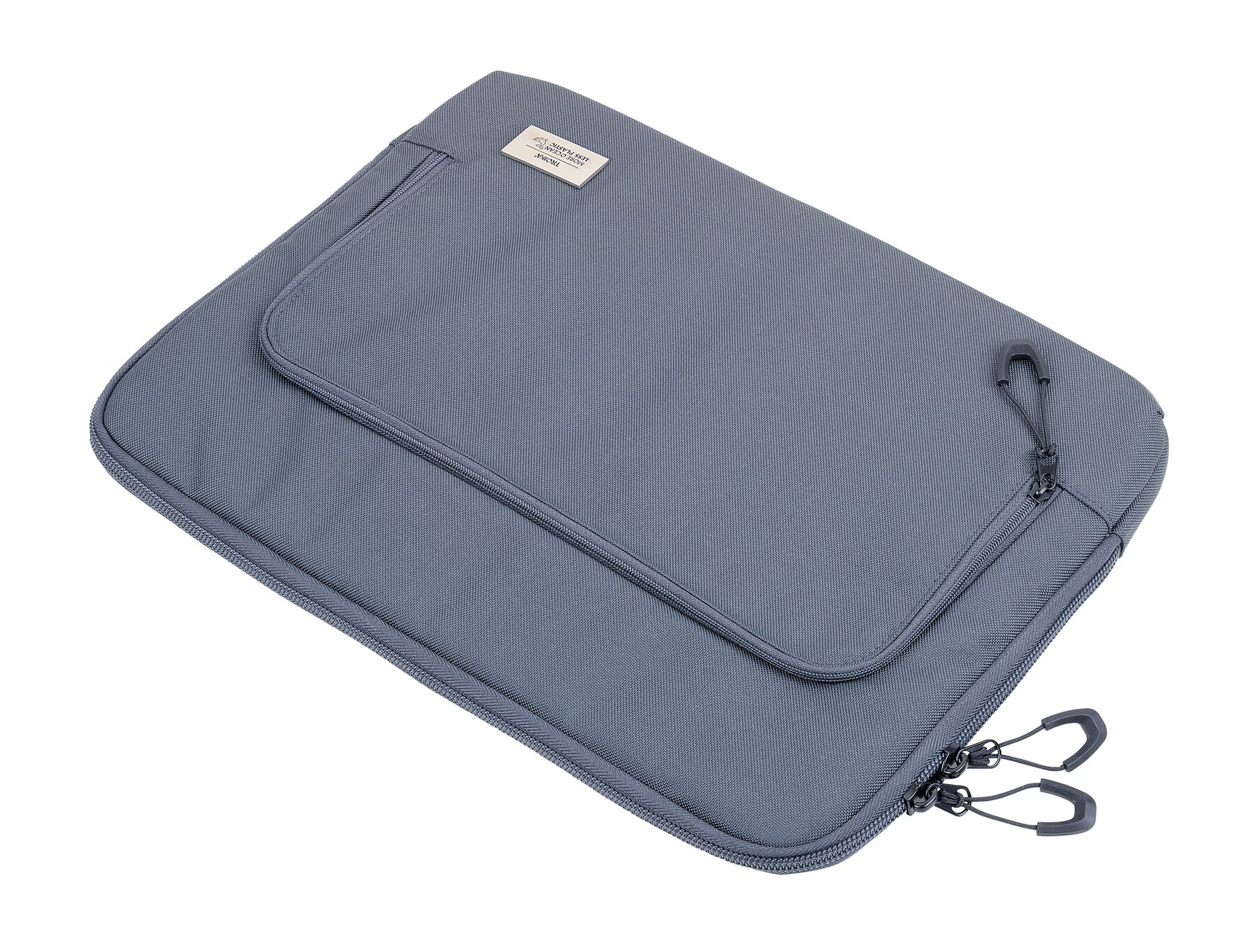 Dunkelgraue gepolsterte Laptoptasche aus recyceltem PET