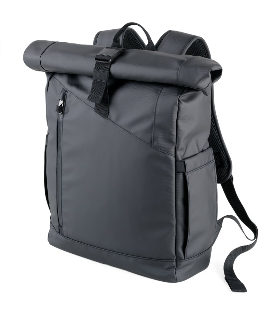 Rolltop-Rucksack Schwarz in Schwarz