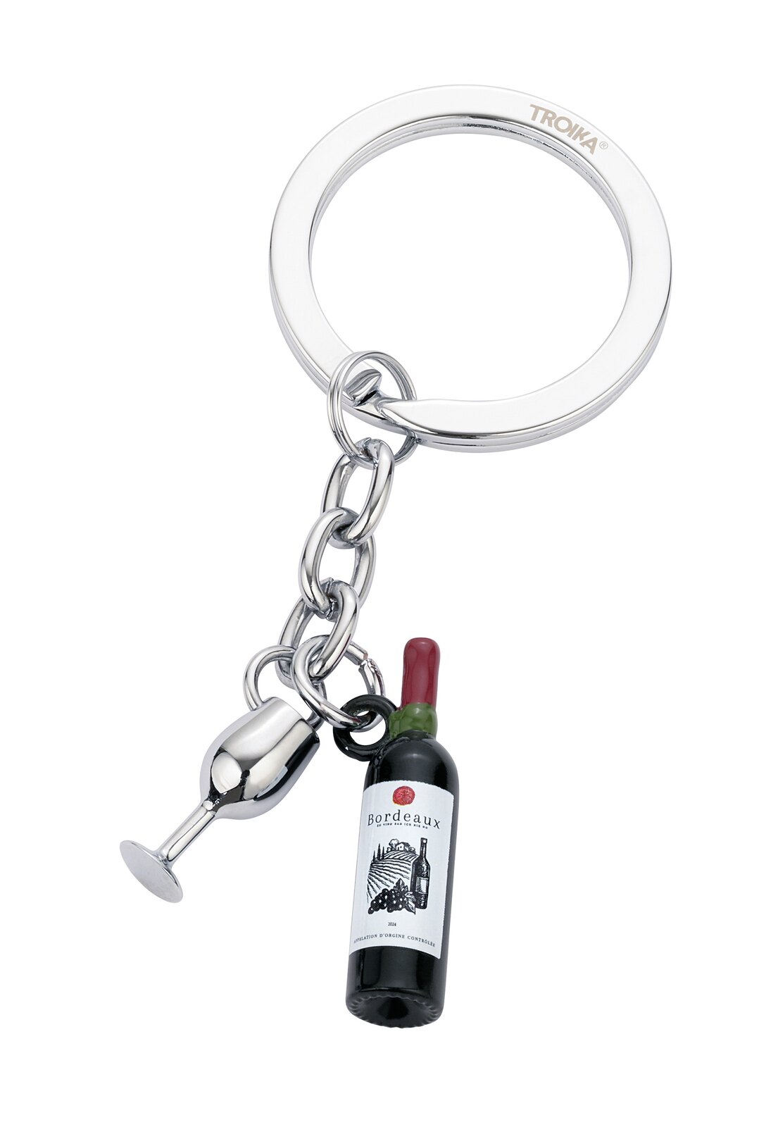 Schlüsselanhänger Bordeaux in Dunkelgrün / Silberfarben