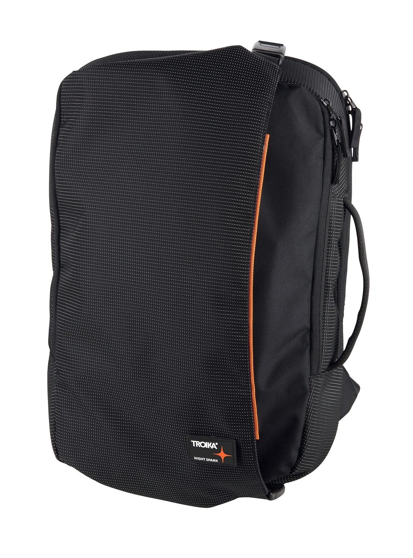 Schwarzer urbaner Business-Rucksack mit orangefarbenen Details
