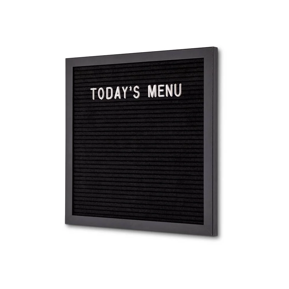 Letterboard Schwarz 30 x 30 cm mit schwarzem Rahmen