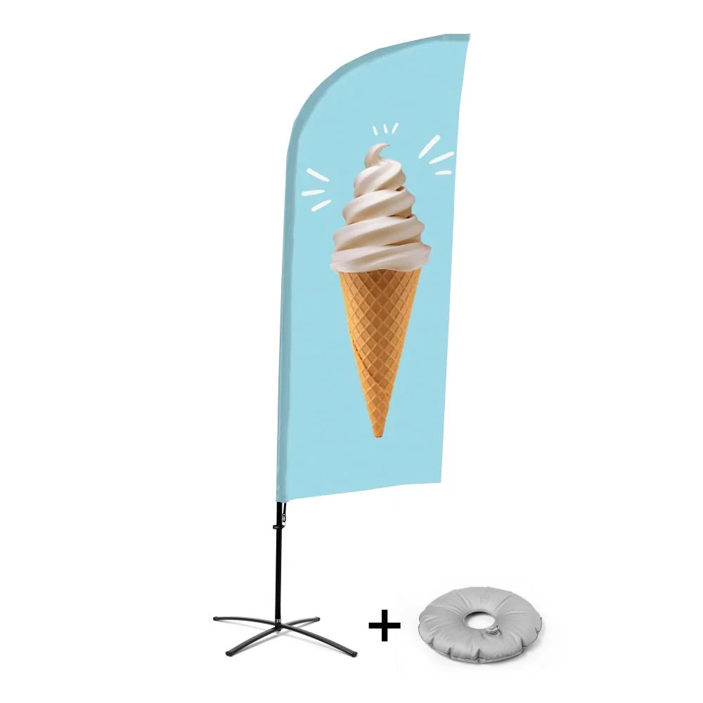 Beachflag Alu Wind Komplett-Set Eis Kreuzständer