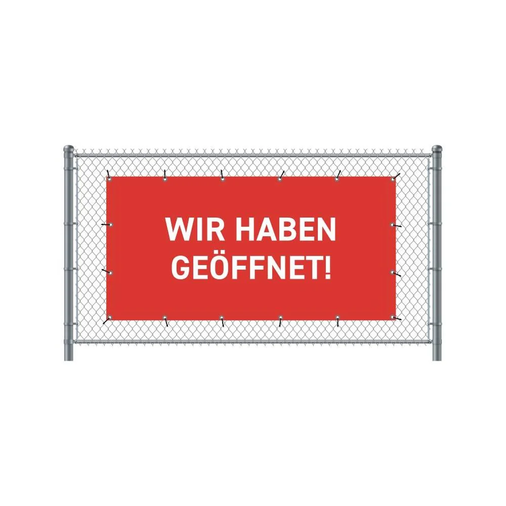 Zaun-Banner 200 x 100 cm Geöffnet Deutsch Rot