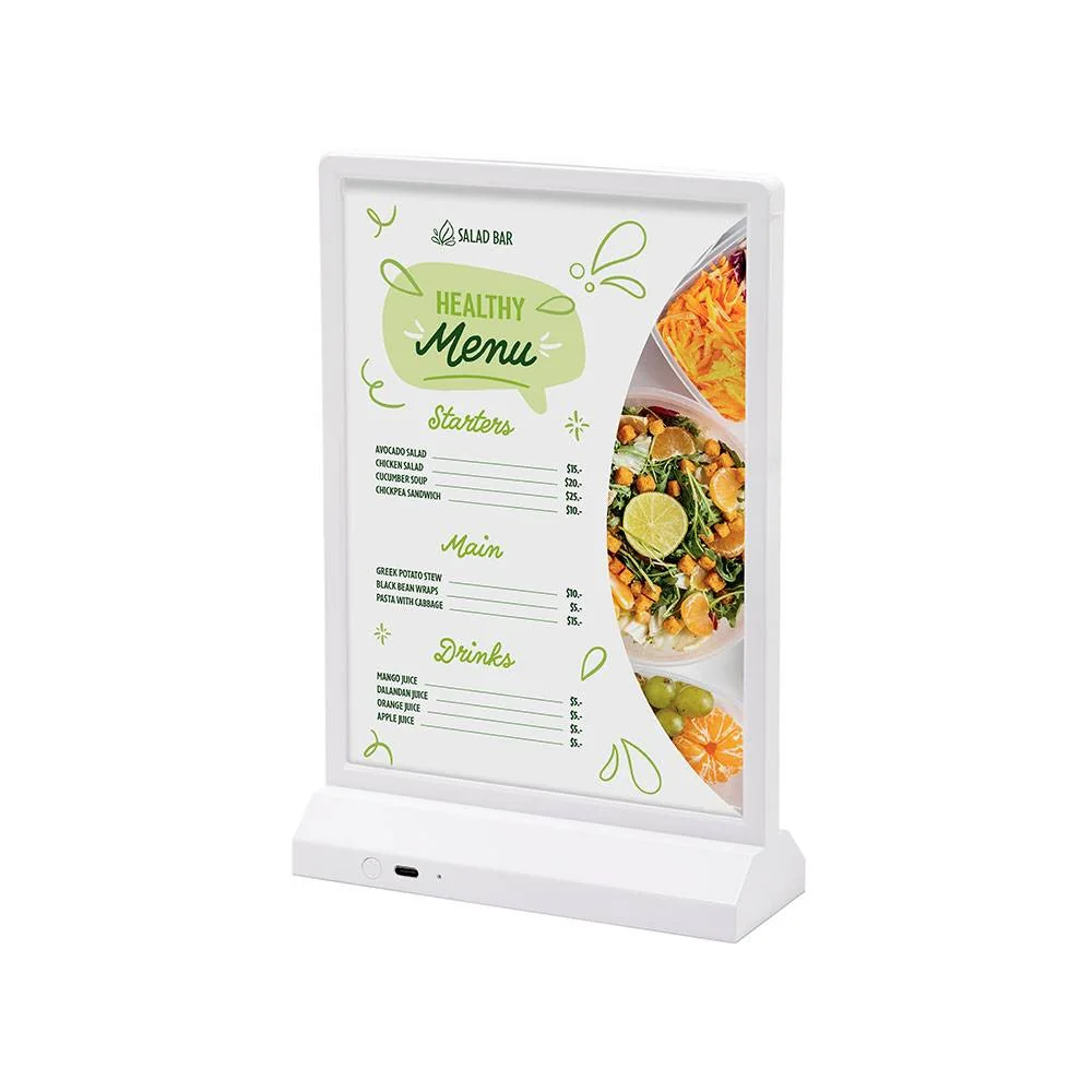LED T Aufsteller - A5 Hochformat Weiß