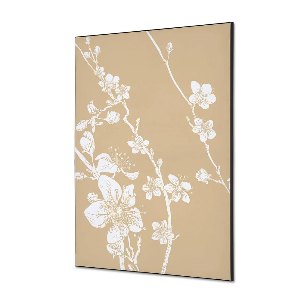 Spannstoff Wanddekoration SET A1 Japanische Kirschblüte Beige