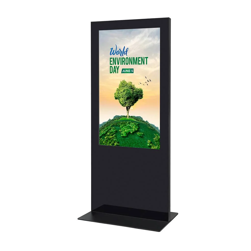 Digitale Infostele Slim Schwarz Mit 55" Samsung-Bildschirm und Touch-Folie