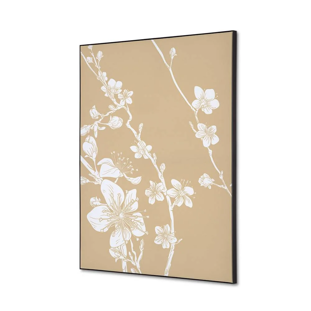 Spannstoff Wanddekoration SET A2 Japanische Kirschblüte Beige