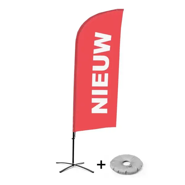 Beachflag Alu Wind Komplett-Set Neu Rot Niederländisch Kreuzständer