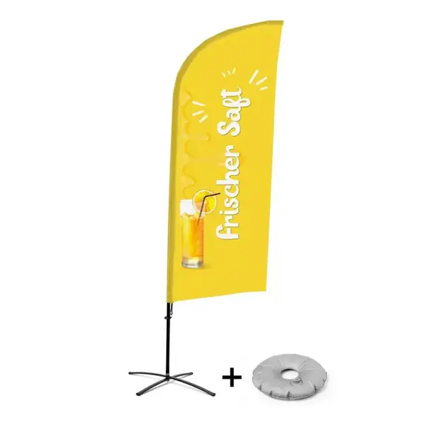 Beachflag Alu Wind Komplett-Set Frischer Saft Deutsch Kreuzständer