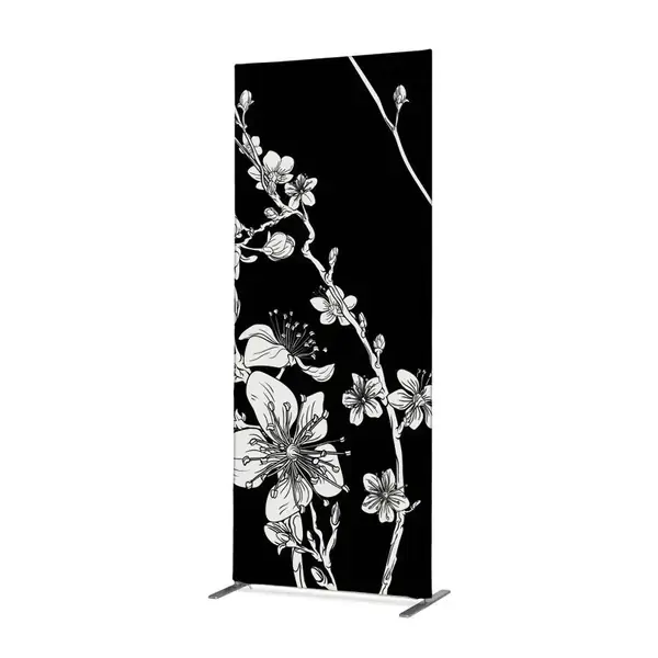 Textil Raumteiler Deko 85-200 Abstrakte Japanische Kirschblüte Schwarz