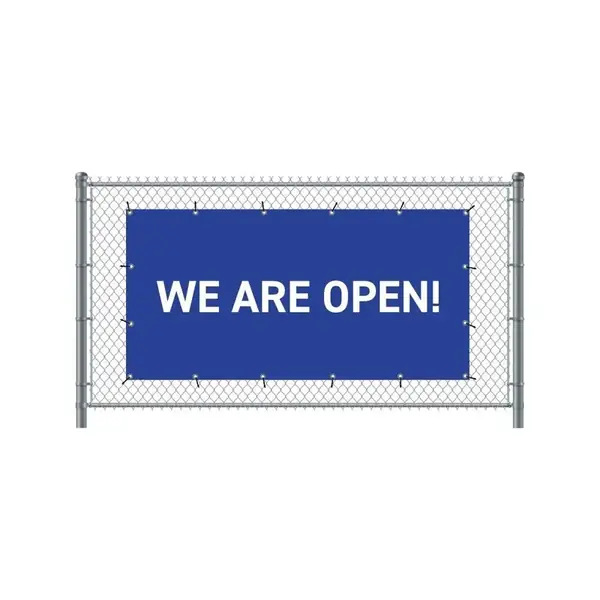 Zaun-Banner 200 x 100 cm Geöffnet Englisch Blau