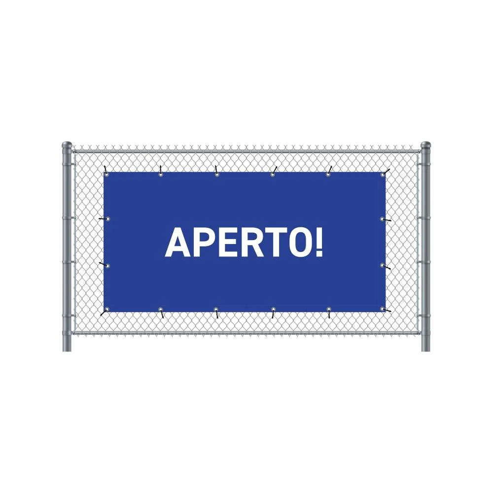 Zaun-Banner 200 x 100 cm Geöffnet Italienisch Blau