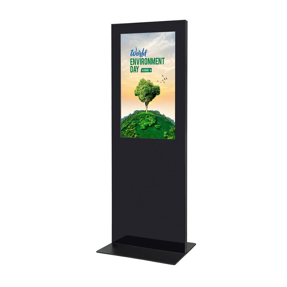 Digitale Infostele Slim Schwarz Mit 43" Samsung-Bildschirm und Touch-Folie