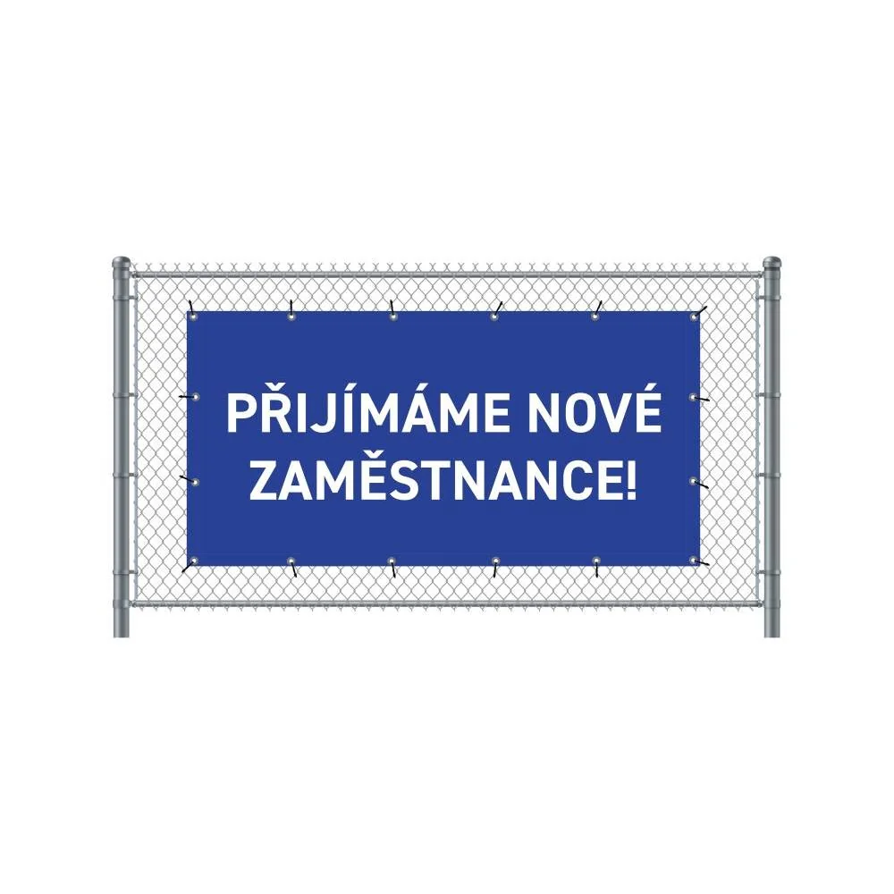 Zaun-Banner 200 x 100 cm Wir Stellen Ein Tschechisch Blau