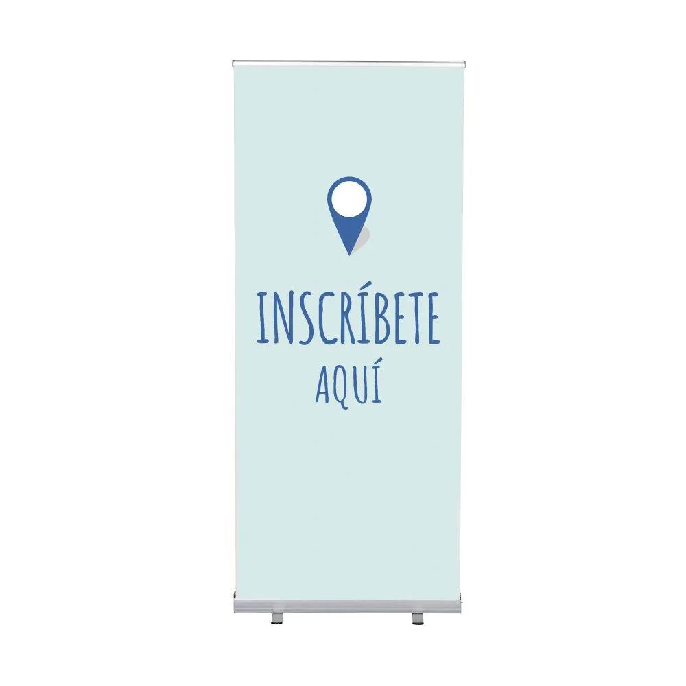 Roll-Banner Budget 85 Komplettset Hier Anmelden Blau Spanisch