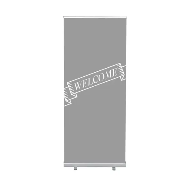 Roll-Banner Budget 85 Komplettset Willkommen Grau Englisch
