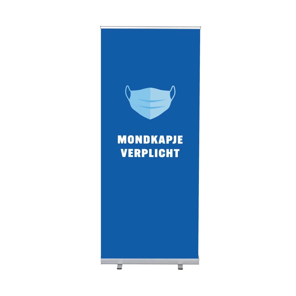 Roll-Banner Budget 85 Komplettset Maskenpflicht Blau Niederländisch