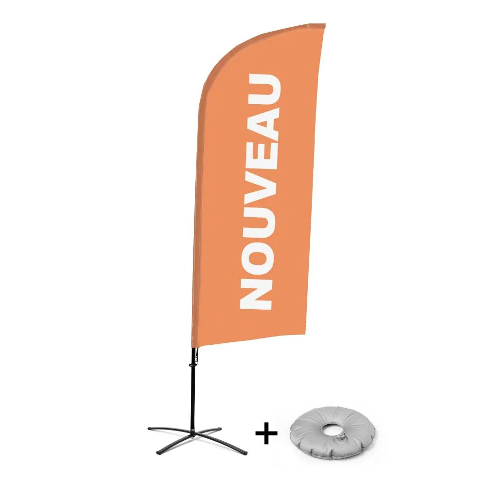 Beachflag Alu Wind Komplett-Set Neu Orange Französisch Kreuzständer