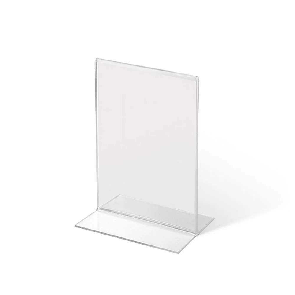 Acrylaufsteller in T-Form DIN A7 hoch