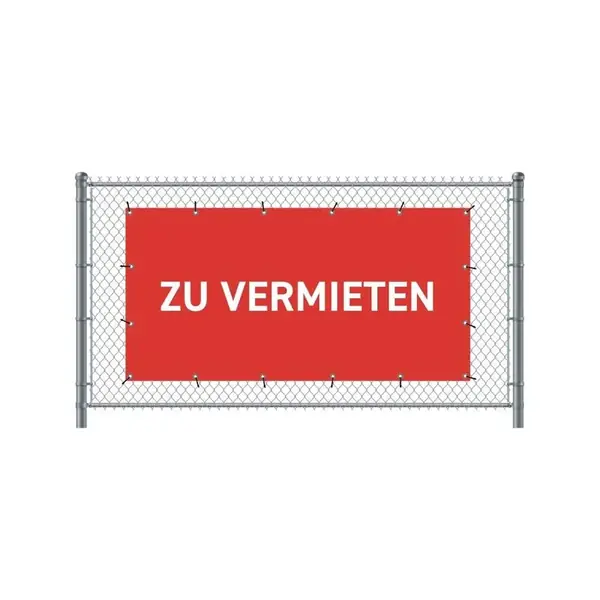 Zaun-Banner 200 x 100 cm Zu Vermieten Deutsch Rot