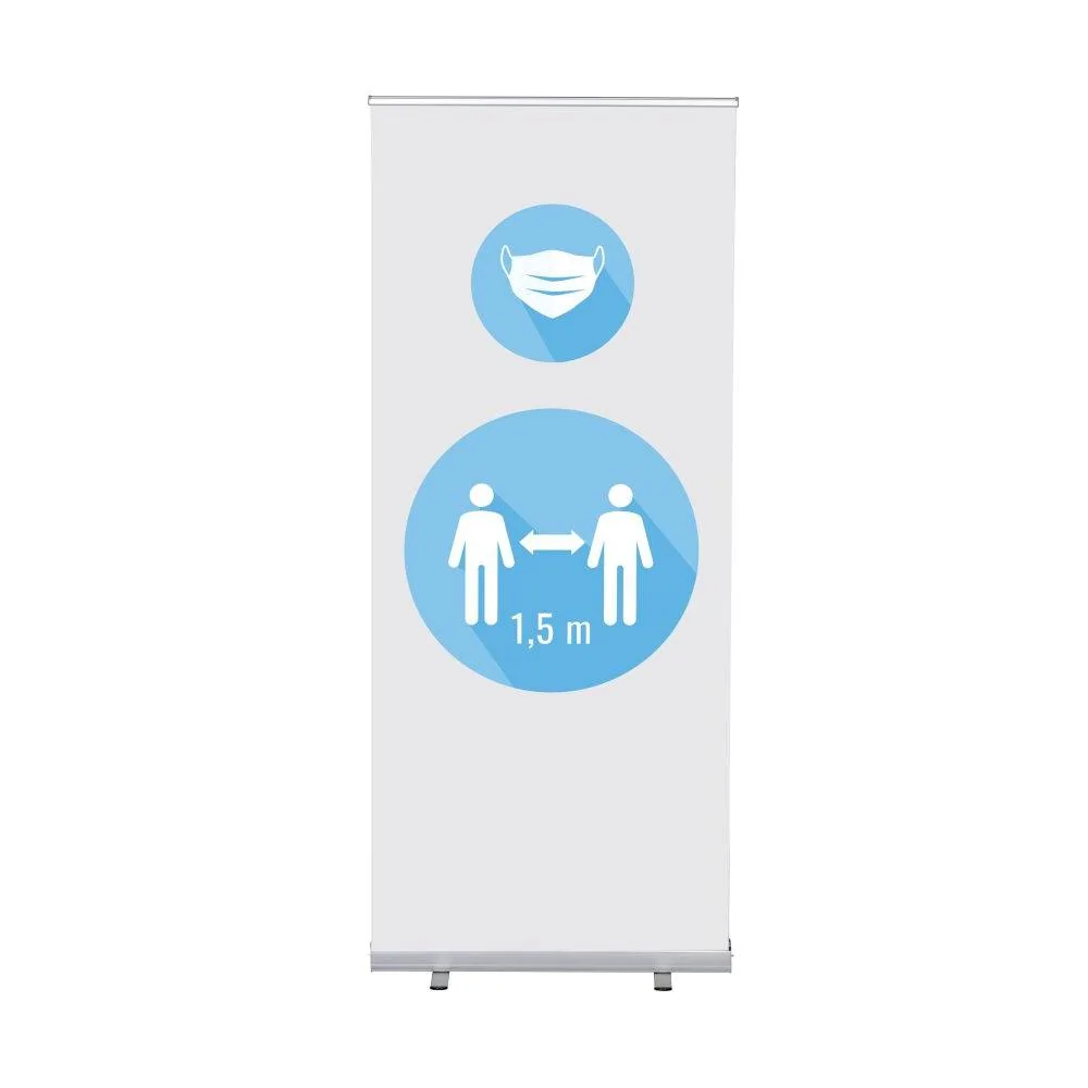 Roll-Banner Budget 85 Komplettset Mask und 15 Meter Abstand Weiß