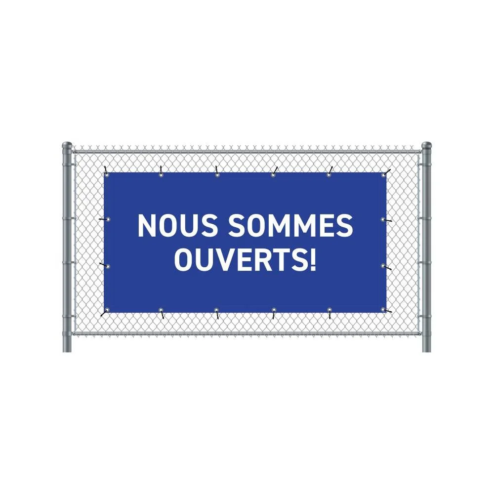 Zaun-Banner 200 x 100 cm Geöffnet Französisch Blau