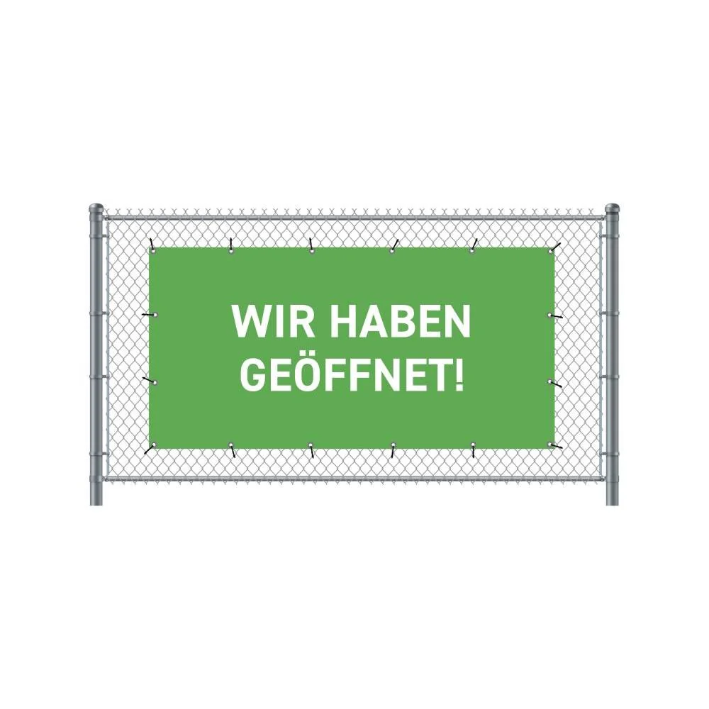 Zaun-Banner 200 x 100 cm Geöffnet Deutsch Grün